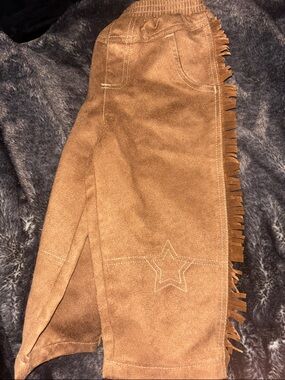 Le Top Brown Suede-Look Fringe Cowboy style pants